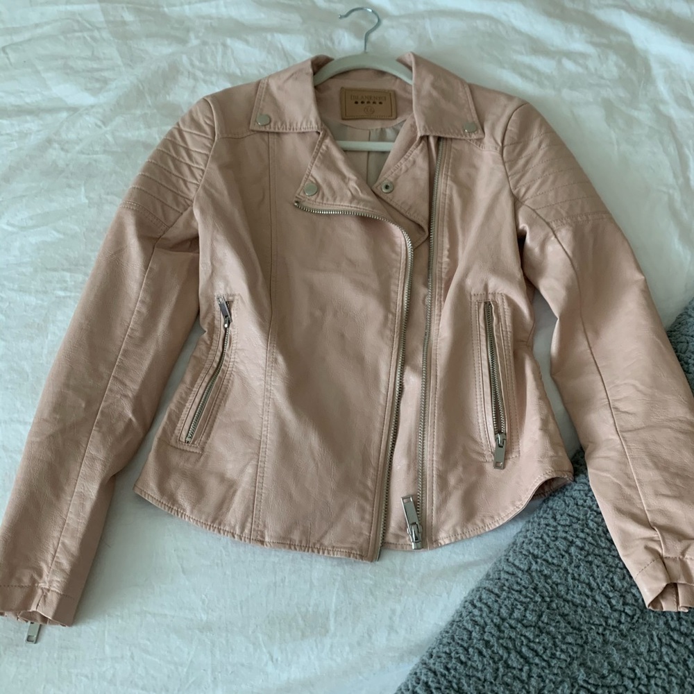 Blank NYC Blush/Cream Leather Moto Jacket
